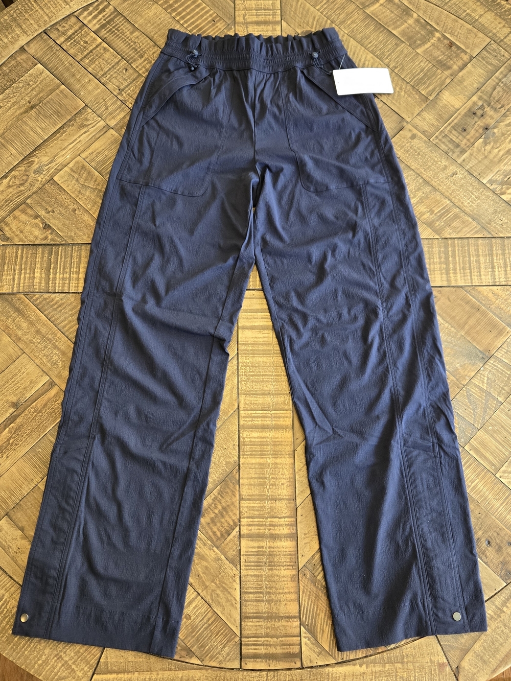 Athleta Trekkie Parachute Pant Navy Elastic-Waist Track Jogger Pants Size 6 TALL